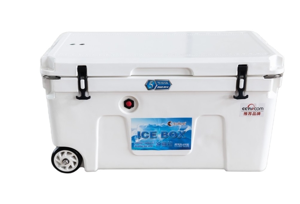 TOLEE  90L Large Portable Cooler Box container for Marine fishing camping commercial PU Insulated Ice Chest Cooler box