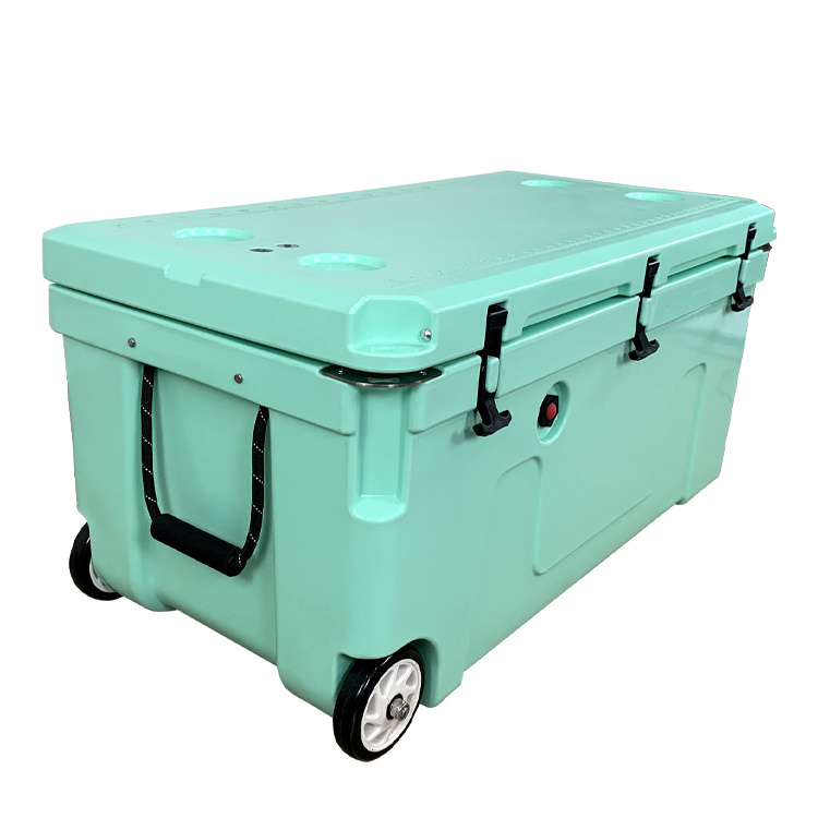 Plastic Ice Insulated 120L Large Fishing Cooler Box With Wheels Ice hard cooler box