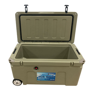 TOLEE  factory  wheel roto cooler rotomolded ice cooler box ice box Plastic pu foam Outdoor ice chest cooler With Handle