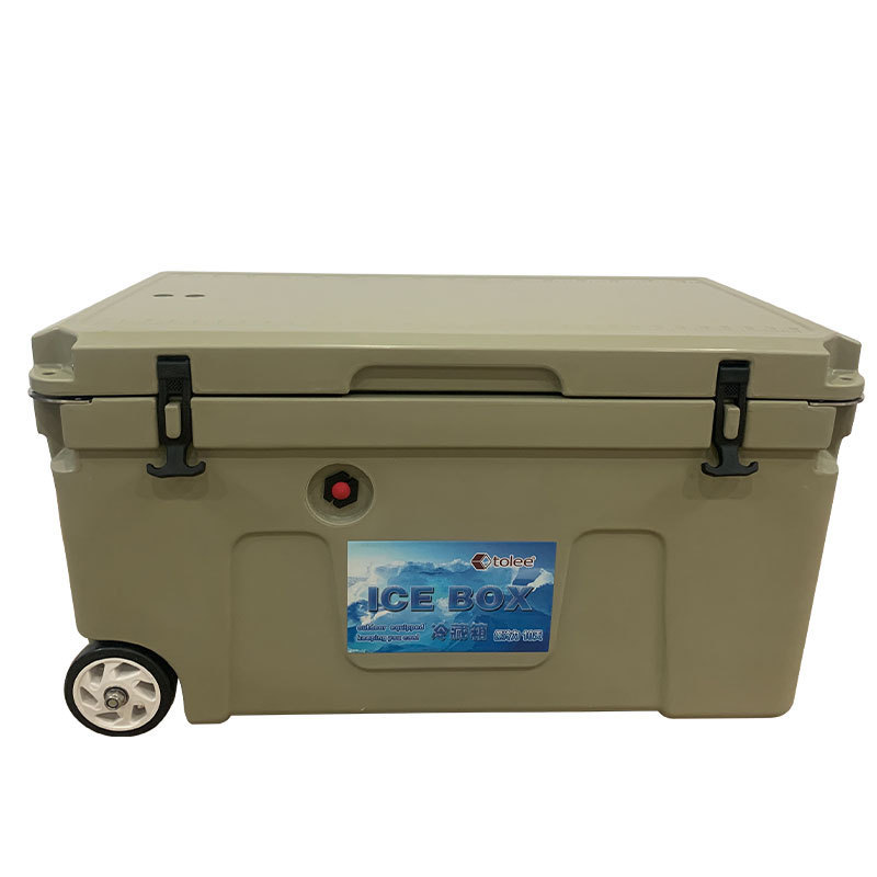 TOLEE  factory  wheel roto cooler rotomolded ice cooler box ice box Plastic pu foam Outdoor ice chest cooler With Handle