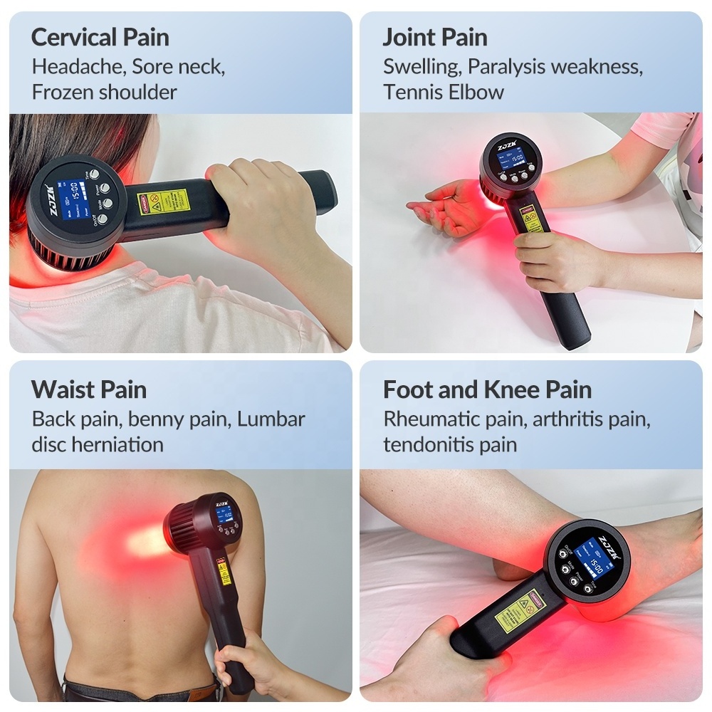 ZJZK mls laser therapy device physiotherapy class 4 3W 808nm 650nm continuous pulse modes with protection glass