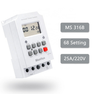 MT316B 25A 220VAC 68 On/Off Din Rail Weekly Countown Timer Programmable Electric Wiring Circulation Muslim Timer Switch