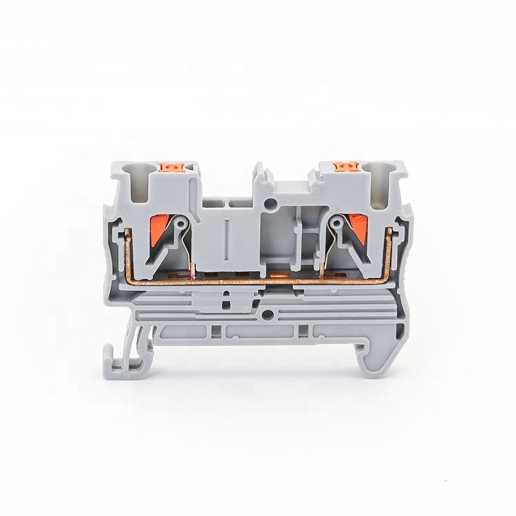 PT 2.5 Electric Nylon Plastic Brass Feed Through Screwless Quick Wire Connector Pluggable Push-in Spring Din Rail Terminal Block