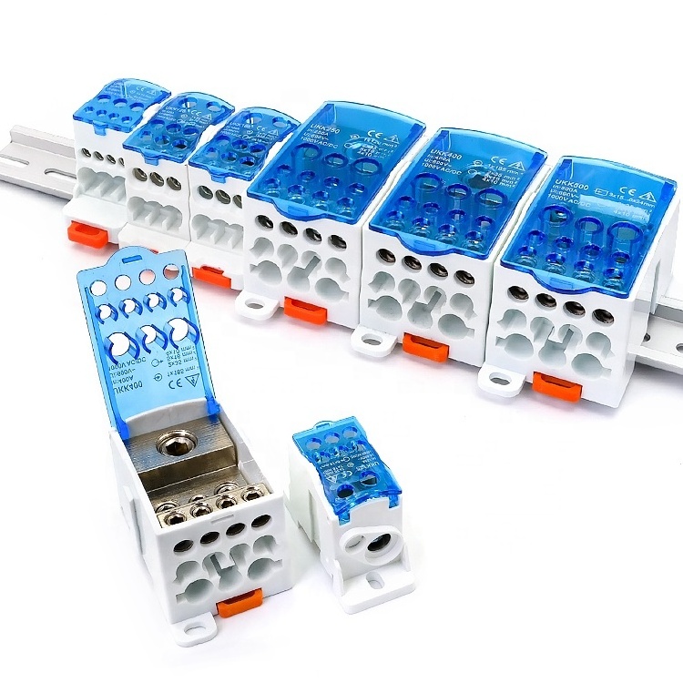 UKK 80/125/160/250/400/500A Electrical Universal Unipolar Single Phase Din Rail Power Distribution Junction Box Terminal Block