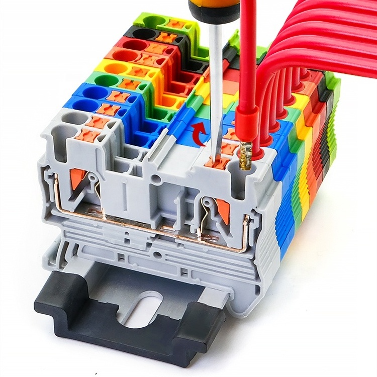 PT 2.5 Electric Nylon Plastic Brass Feed Through Screwless Quick Wire Connector Pluggable Push-in Spring Din Rail Terminal Block