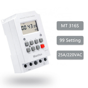 MT316S 25A 220VAC 99 On/Off Din Rail Weekly Countown Timer Programmable Electric Automatic Control Button Timer Switch