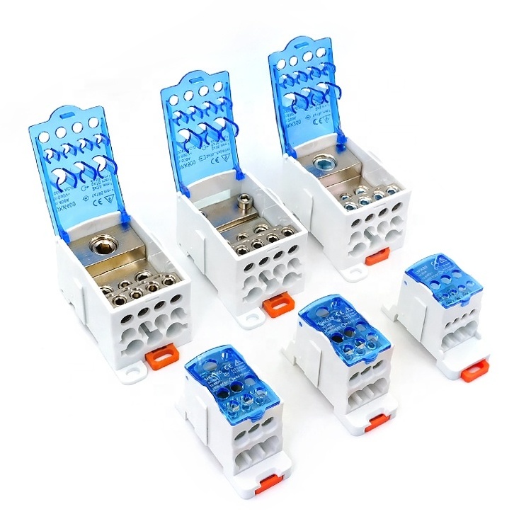 UKK 80/125/160/250/400/500A Electrical Universal Unipolar Single Phase Din Rail Power Distribution Junction Box Terminal Block