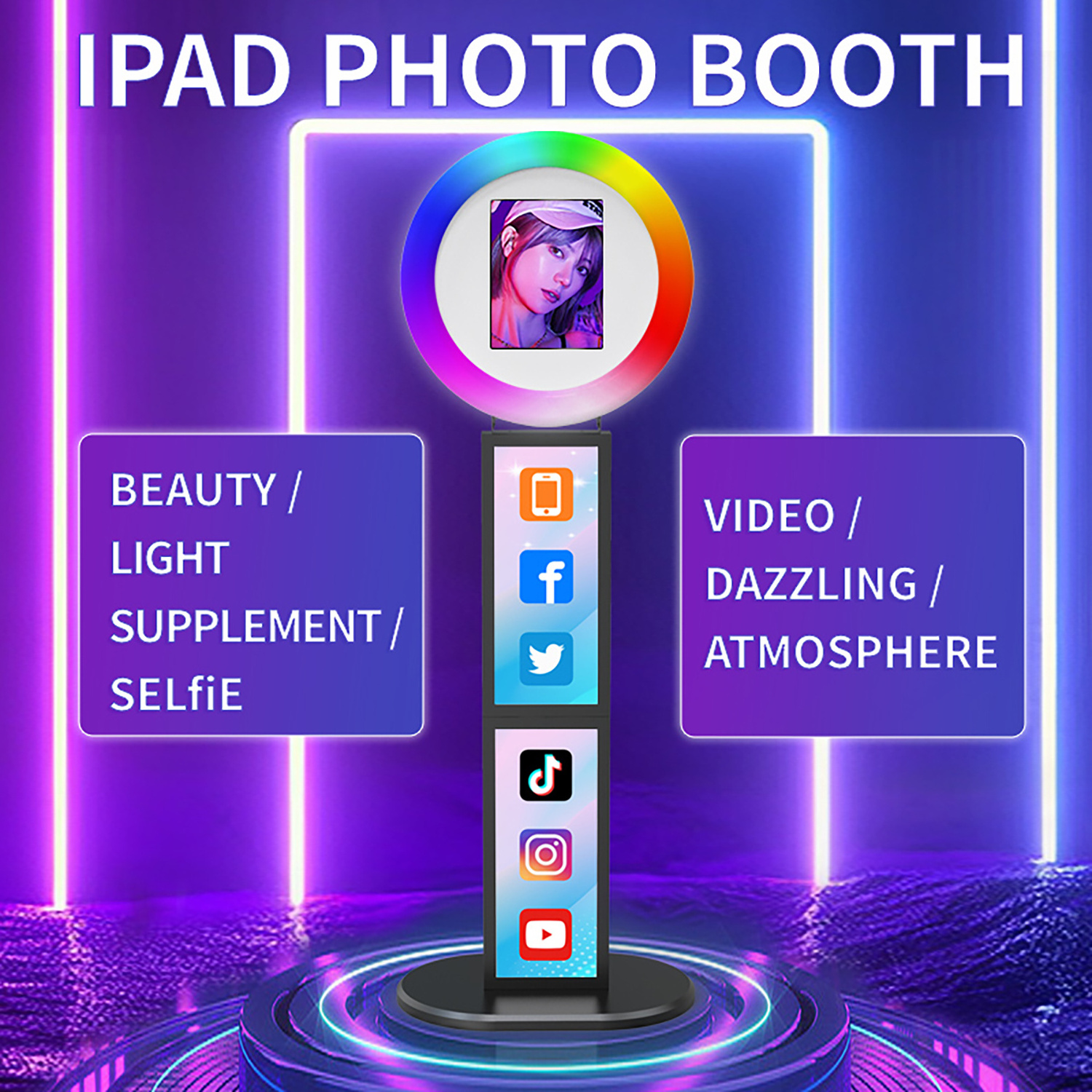 3 Years Warranty Cheap Portable Free Standing Metal 3d Digital Used Inflatable Led Ipad Photo Booth Enclosure Backdrop For Sale