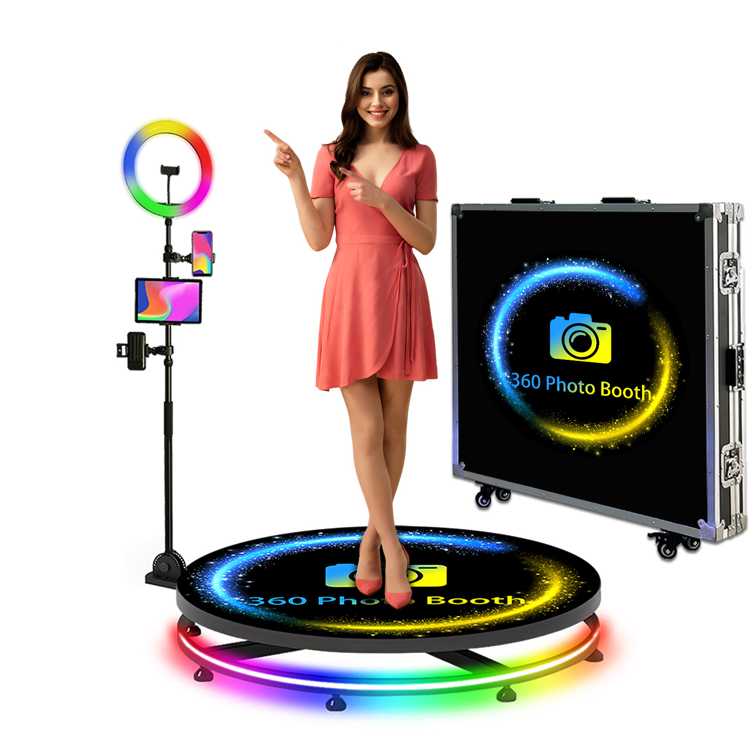 Adjustable 360 Degree Selfie Slow Motion Video Portable Photo booth 360 Photo Booth Automatic Camera Rotating Platform