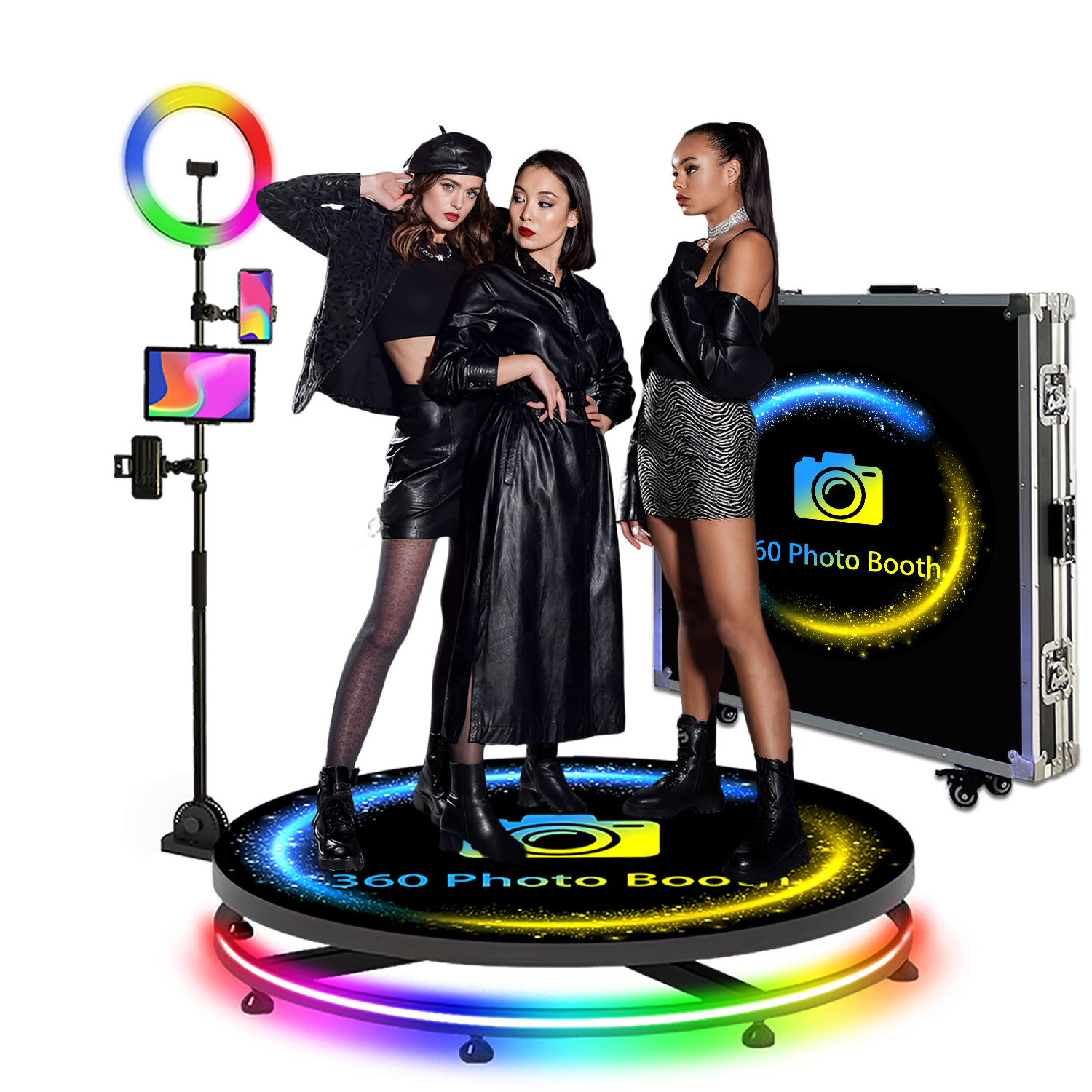 Drop shipping dhl 360 photo booth Automatic Led Lights Ring Light Camera Party Instant Selfie Photo Booth Machine Box