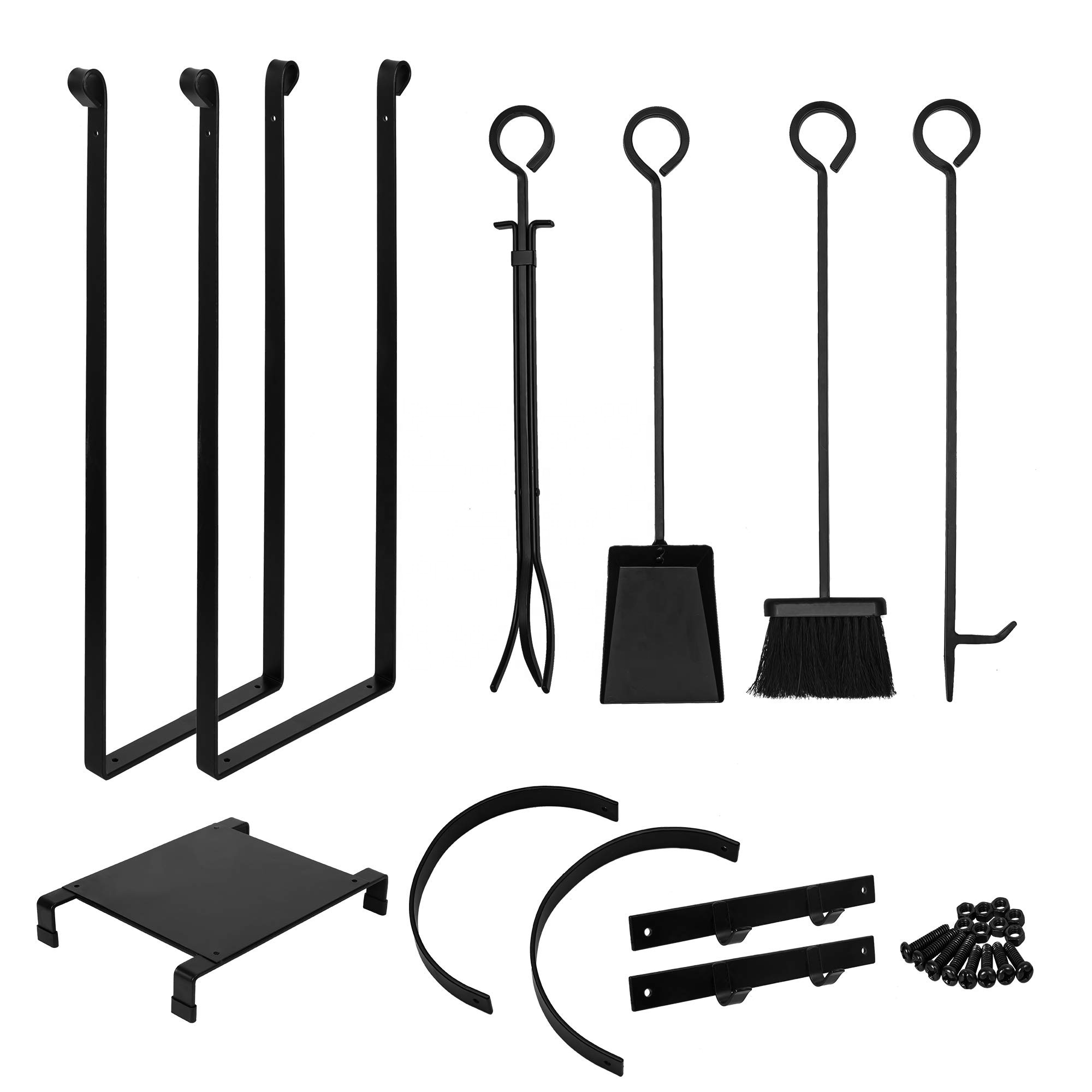 Best Choice Black Wrought Iron Tall Indoor Outdoor Fireplace Log Holders Lumber Storage Rack For Tool