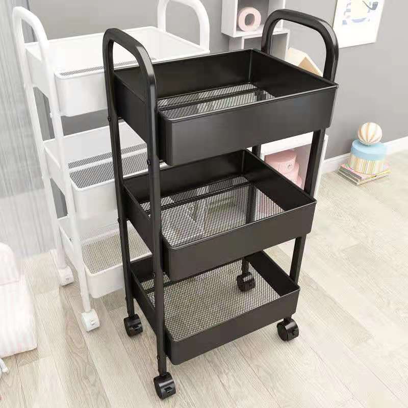 Hot Sale Snack Storage Rack Rotating Carbon Steel Square Hand Multi-Layer Mobile Bathroom Bathroom Storage Shelf