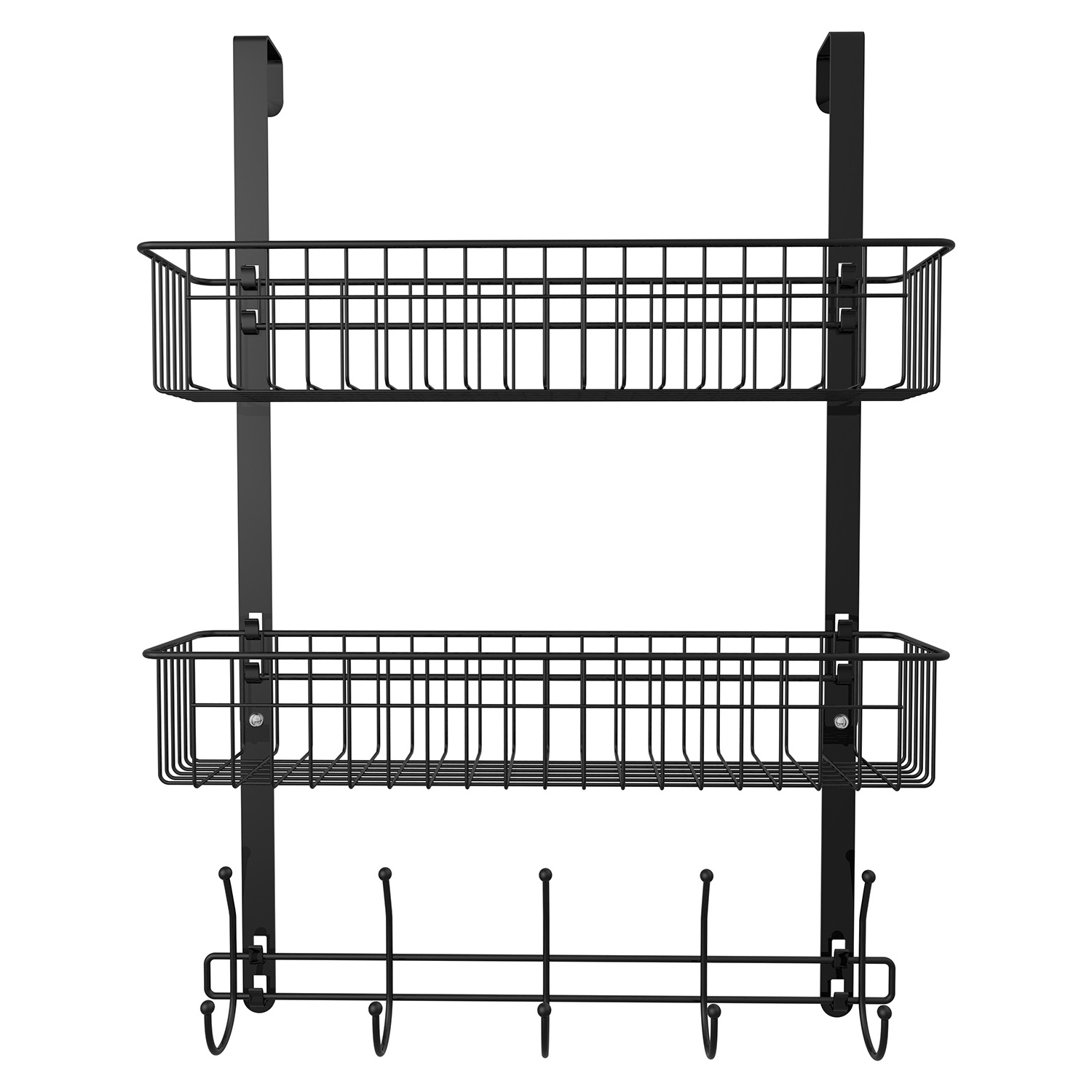 Coat Rack Over The Door Hanger with Mesh Basket Detachable Storage Shelf for Towels Hats H Storage at Home or Office