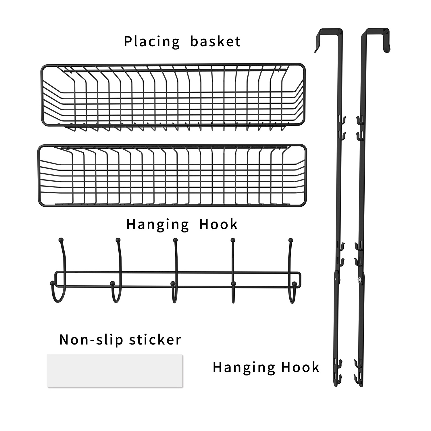 Coat Rack Over The Door Hanger with Mesh Basket Detachable Storage Shelf for Towels Hats H Storage at Home or Office