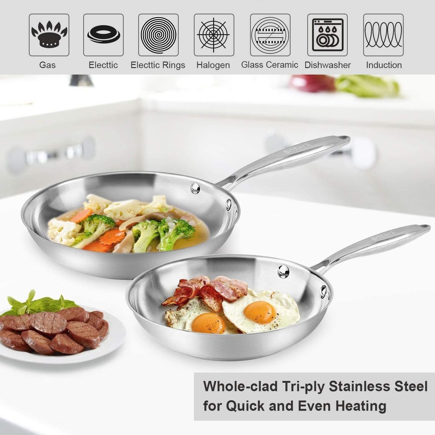 Wholesale Kitchen Multifunctional Profesional Mini White Stainless Steel Non-stick Deep Frying Pan