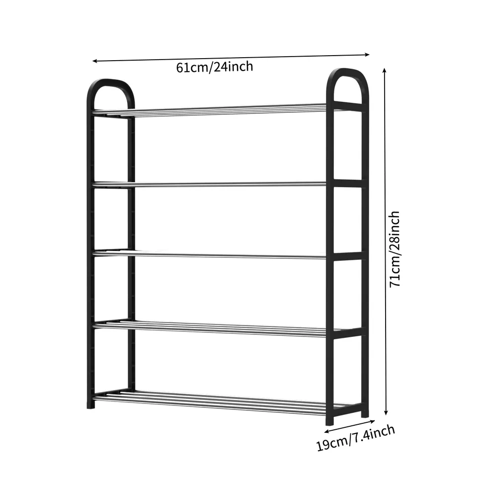 Cheap Home Space Saving Professional Manufacturer 3 2 Tier Black Metal Large Shoe Storage Rack for Living Room