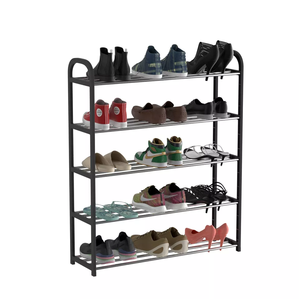 Cheap Home Space Saving Professional Manufacturer 3 2 Tier Black Metal Large Shoe Storage Rack for Living Room