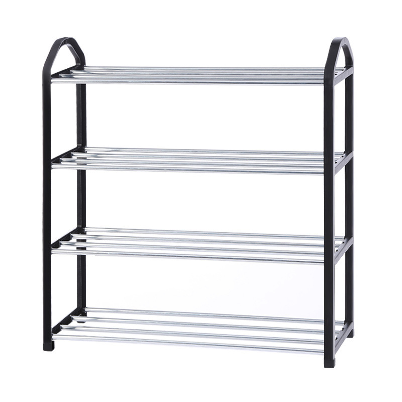 Moden 4-Tier Plastic Galvanized Steel Pipe Tall Self Storage holders Organizer Closet Shoe Rack