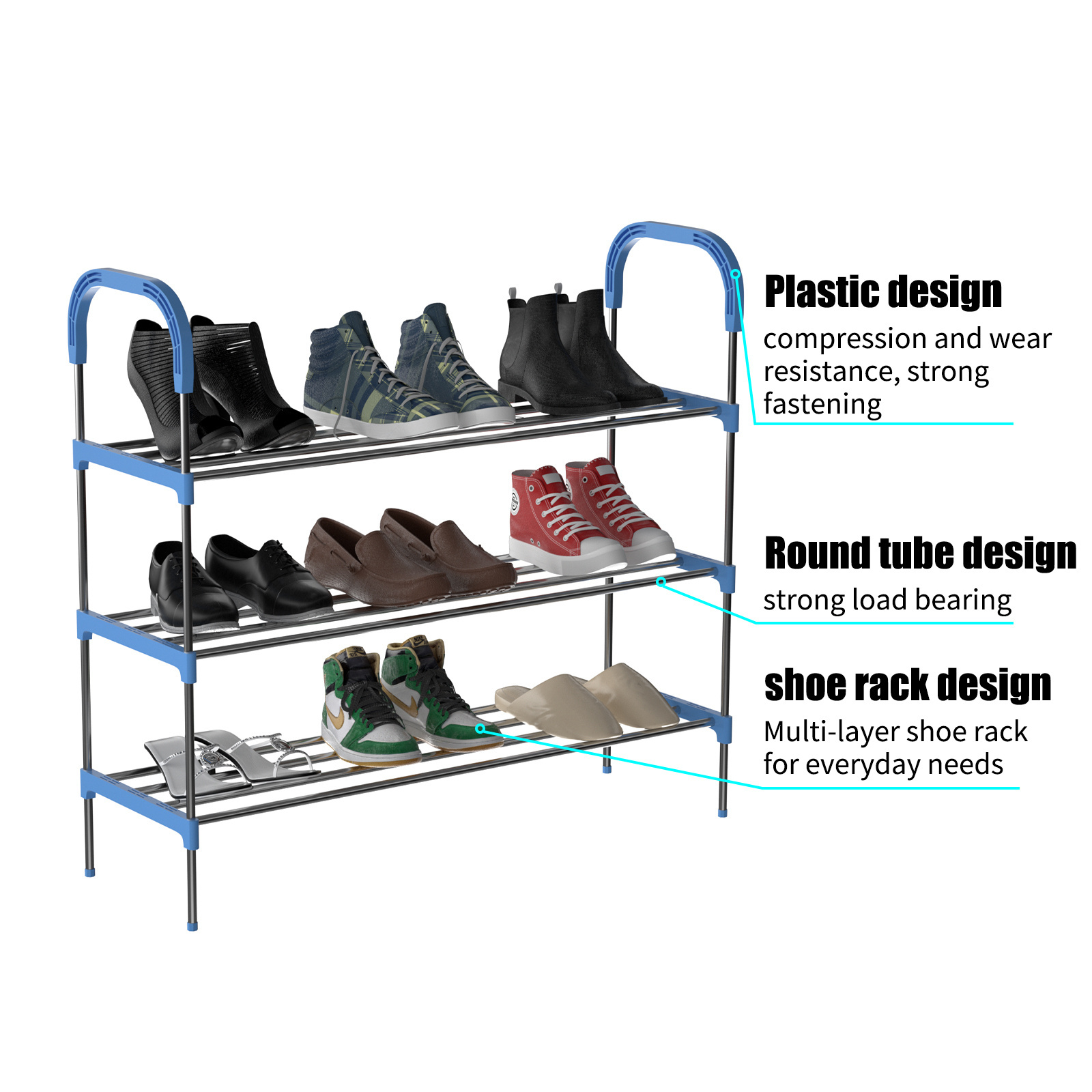 Hot sale 3 Tier Detachable Waterproof Holder Storage Organizer Metal Shoe Racks For Home