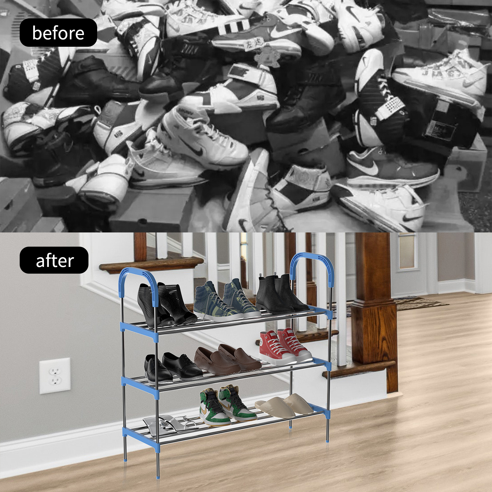 Hot sale 3 Tier Detachable Waterproof Holder Storage Organizer Metal Shoe Racks For Home