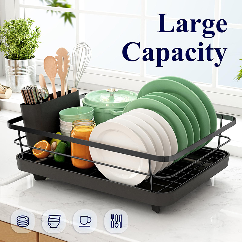 Large Storage Stainless Steel Dish Drying Plate Holder Dryer Utensils Drainer Storage Rack Dish Rack Drain for Kitchen Organizer