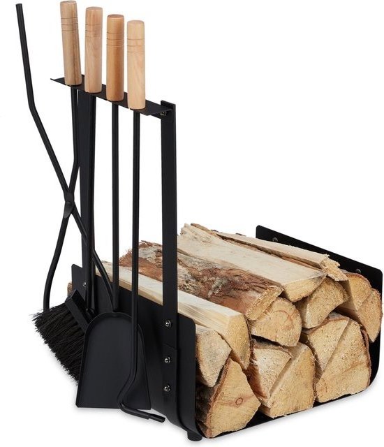 Fireplace Log Rack Include 4 Tools Kindling Holder Firewood Holder for Wood Storage Log Holder