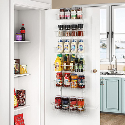 Pantry Organization With Adjustable Baskets Easy Assembly 6-Tier Wall Mounted Over The Door Pantry Organizer Rack