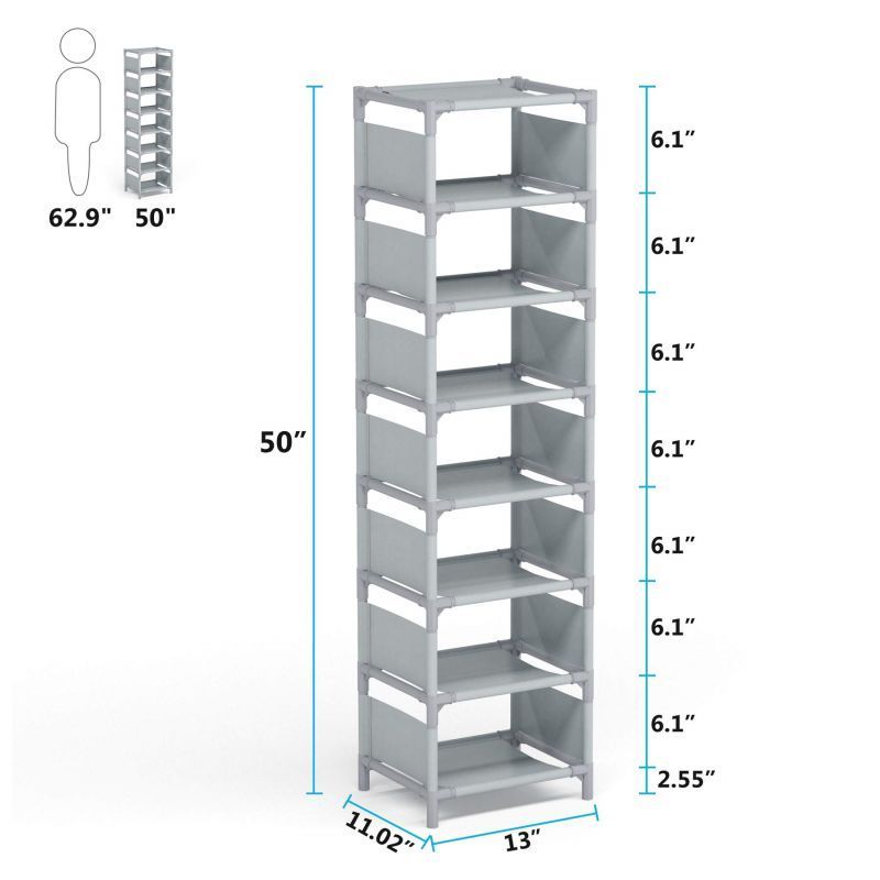 8 Layer Steel Fabric Shoe Rack Stackable Shoe Rack Storage Shelves Durable Metal Shoe Storage Rack