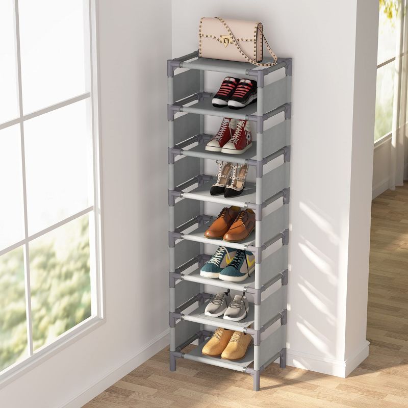 8 Layer Steel Fabric Shoe Rack Stackable Shoe Rack Storage Shelves Durable Metal Shoe Storage Rack