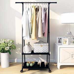 Clothes Rack, Rolling Clothing Rack for Hanging Clothes on Wheels Metal Garment Rack with Shelves for Bedroom