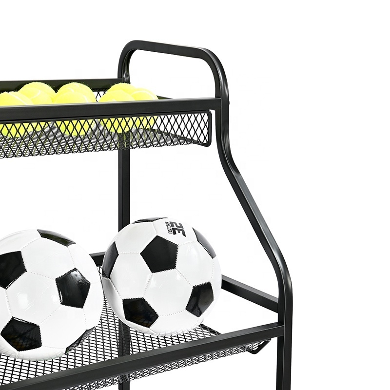 Household Basketball Rack Ball Sports Equipment Storage Rolling Rack Large Capacity Garage Sports Equipment Organizer