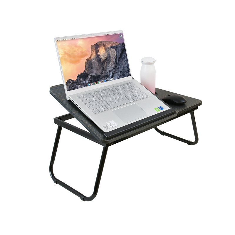 Black Foldable Adjustable Laptop Table Desk for Bed Portable Notebook Bed Tray Lap Tablet with Cup Holder Computer Desk Office