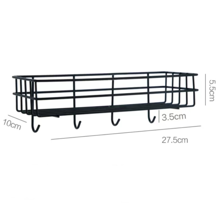 Simple Metal Black Bathroom Shower Caddy Adhesive Wall Mounted Shelf Organizer No Drilling Racks Shower Organizer Basket