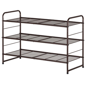 New Trending Stackable Metal Shoe Display Rack Adjustable Wire Grid 3-Tier Shoe Rack Storage Organizer for Closet Entryway