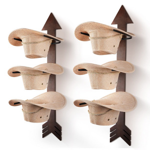 Cowboy Hat Organizer Rack 6 Pieces Western Decor Rustic Wood Arrow Hat Holder Cowboy Hat Hanger for Display and Storage