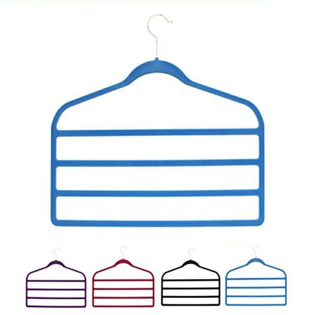 Multifunctional Non-Slip Velvet Hangers 4 Layer Towel Scarf Pants Trouser Rack Drying Rack