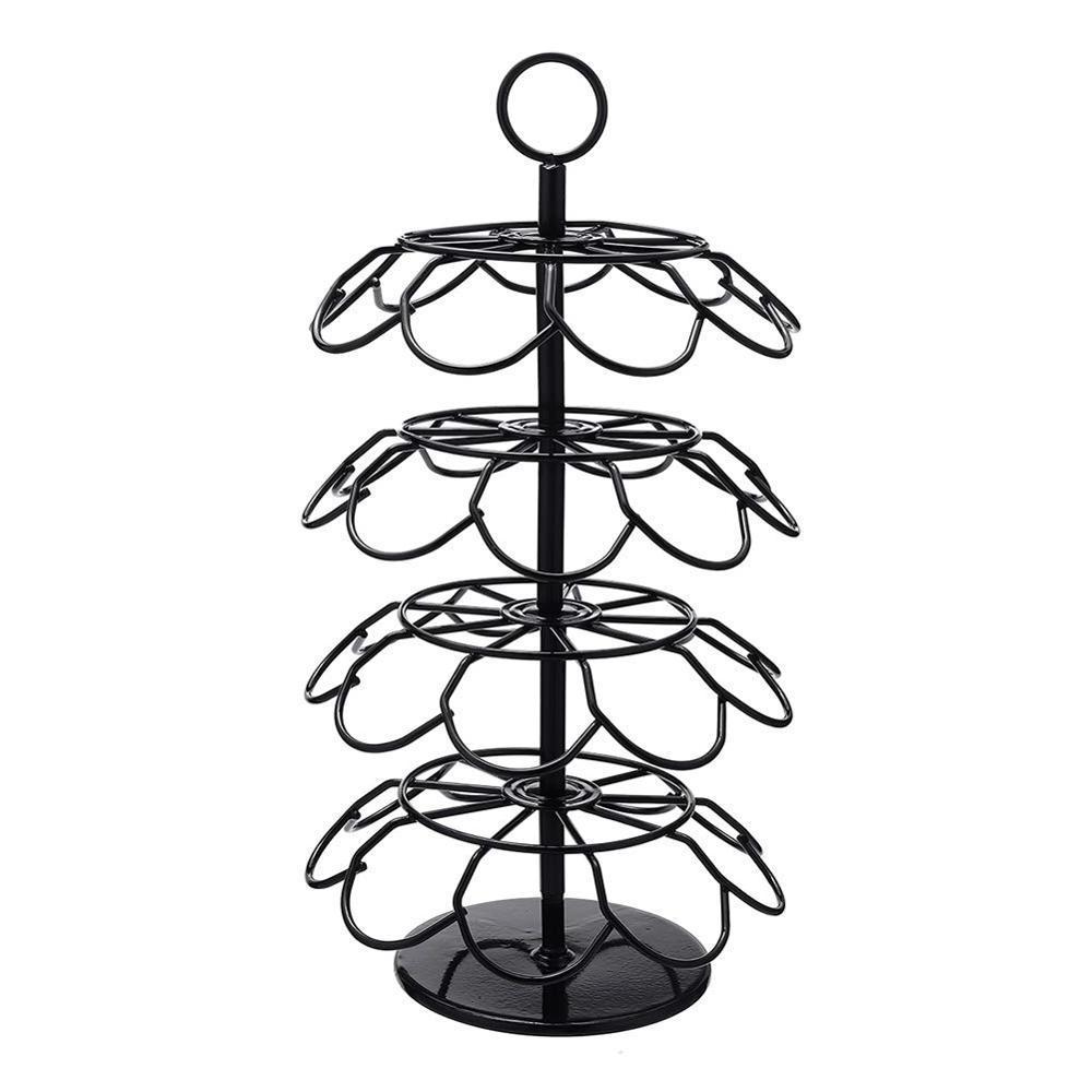 Hot Sale Metal Stainless Steel 360 Degree Rotating Steady Affordable Powder Coated 4 Tier 32 capsule coffee pod holder