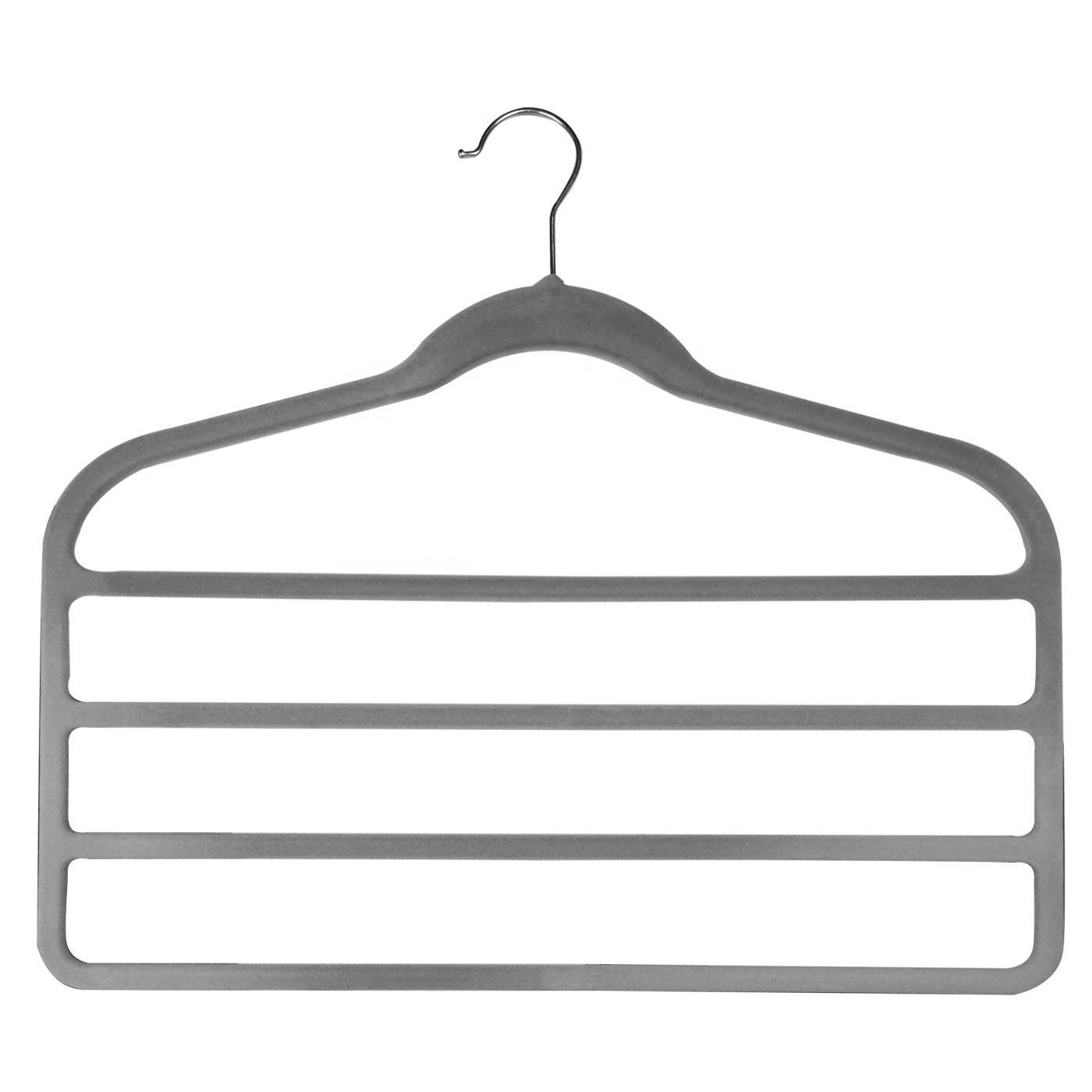 Multifunctional Non-Slip Velvet Hangers 4 Layer Towel Scarf Pants Trouser Rack Drying Rack