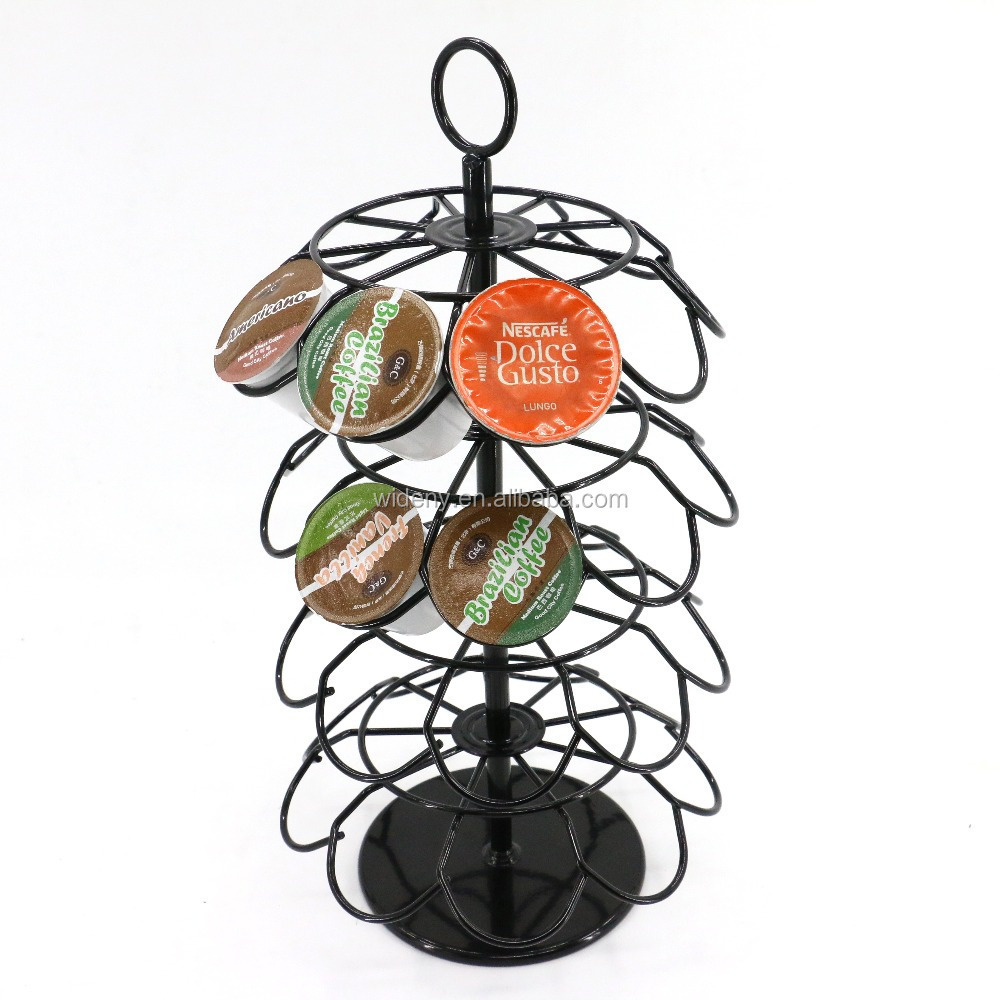 Retail counter metal wire black martello coffee pod capsule display rack