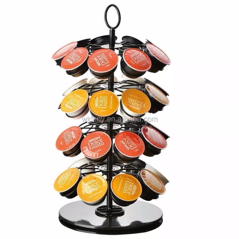 Retail counter metal wire black martello coffee pod capsule display rack