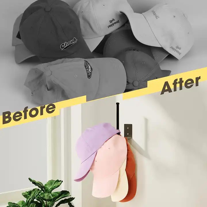 Adhesive or Wall Drilled Installation Metal Hat Organizer Hat Holder Storage Organizer Hat Racks