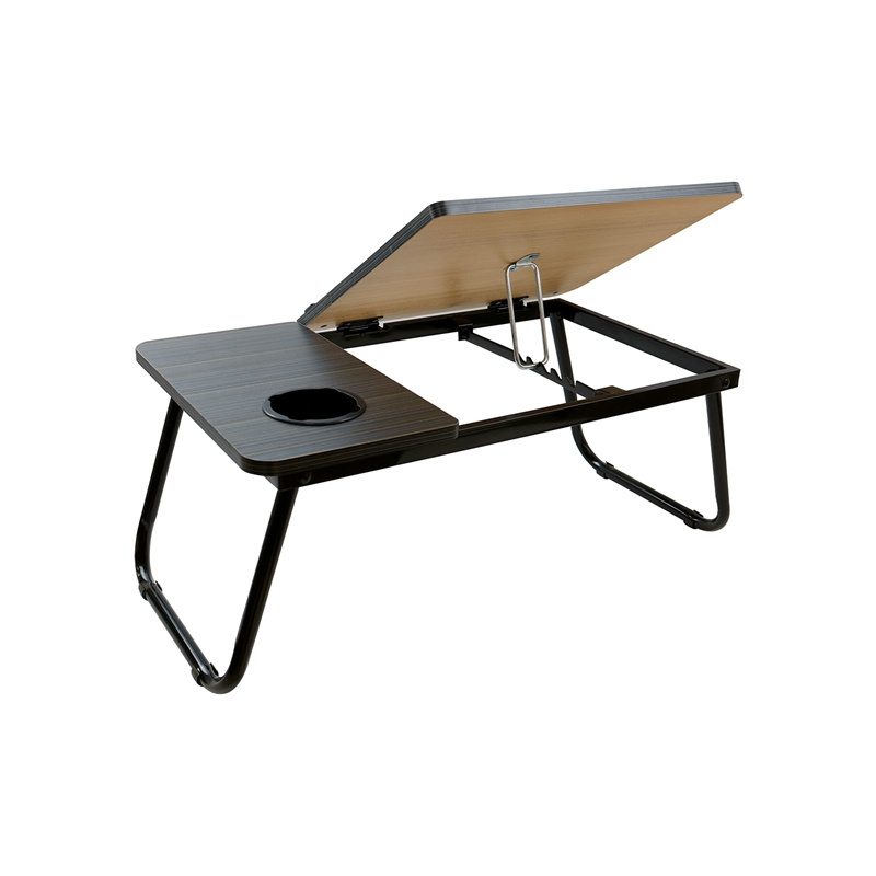 Black Foldable Adjustable Laptop Table Desk for Bed Portable Notebook Bed Tray Lap Tablet with Cup Holder Computer Desk Office