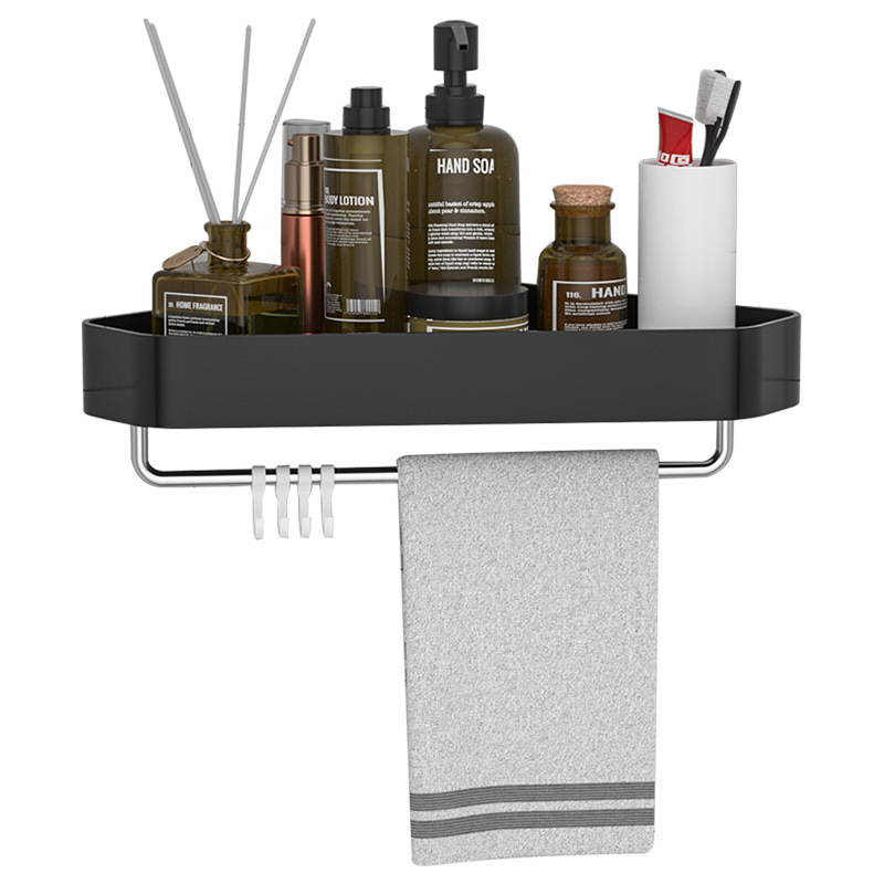 WIDENY Aluminum Corner Shower Caddy No Drilling Bathroom Storage Rack with Hooks Triangle Wall Mounted Bathroom Shelves