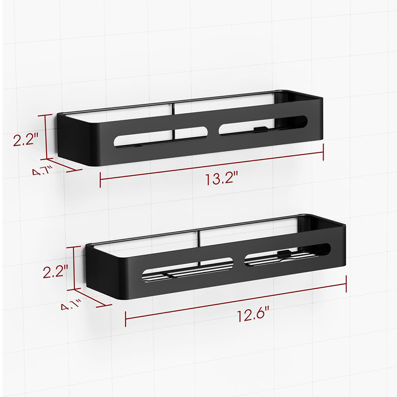 Wideny 2-Pack No Drilling Rustproof Hanging Shower Caddy Shelf Wall Mounted Black Bathroom Shelves Shower Caddy