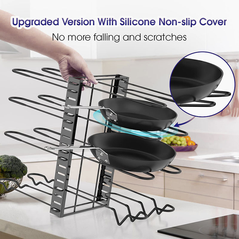 Adjustable Kitchen Pot Holder Pan Organizer Shelf 8-Tier Pot Racks Pots and Pans Organizer For Cabinet