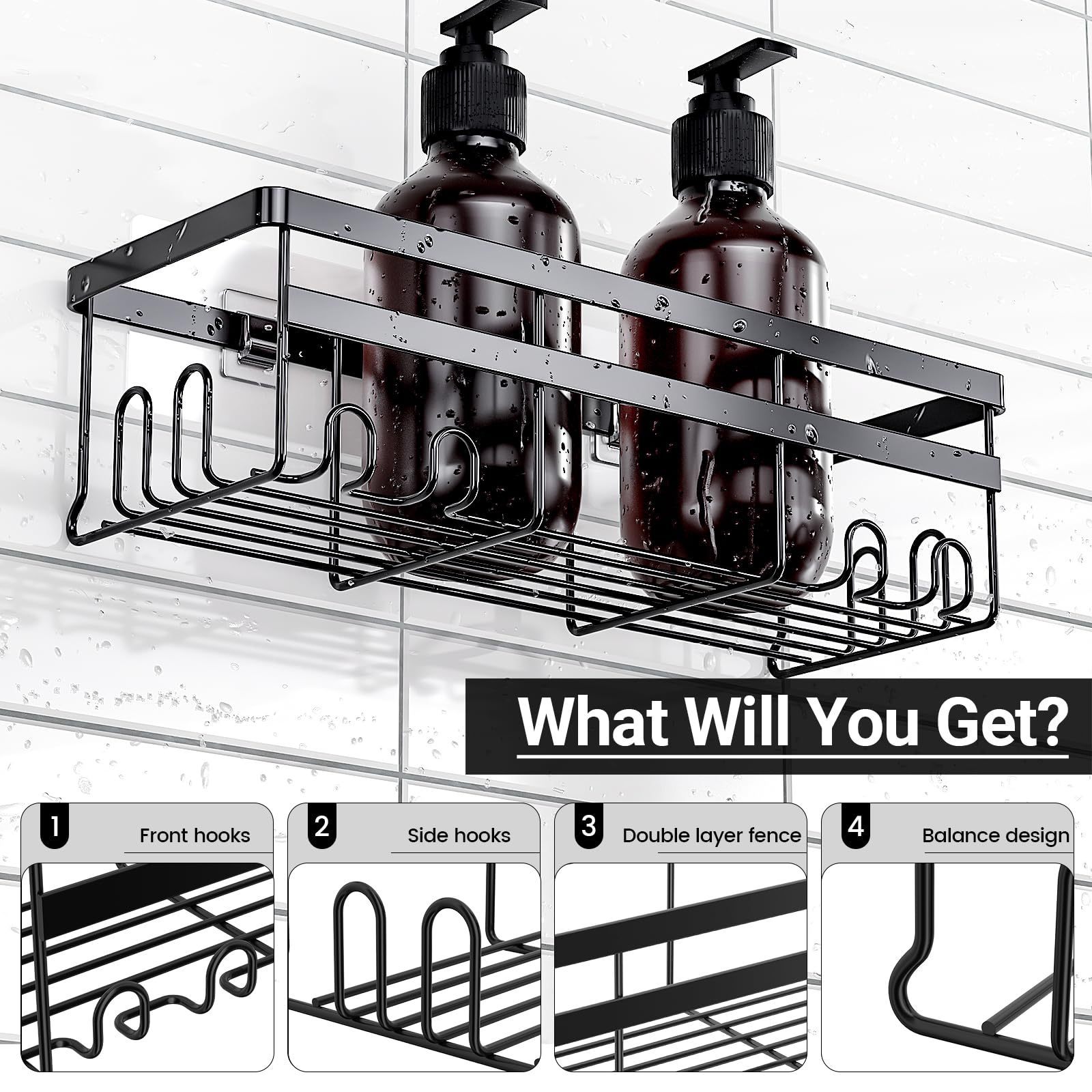 OEM wall bathroom shelves storage rack shower caddy no drilling adhesive bathroom shelves caddy