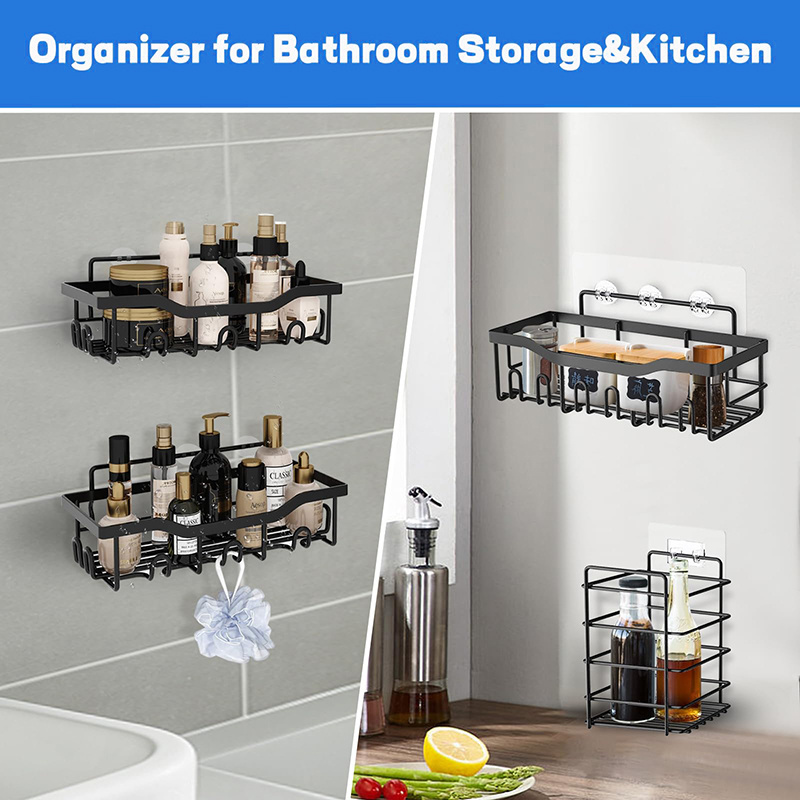 Wideny Bathroom Kitchen Shower Organizer 5 Pack Shower Caddy Shelf No Drilling Wall Mounted Shower Rack