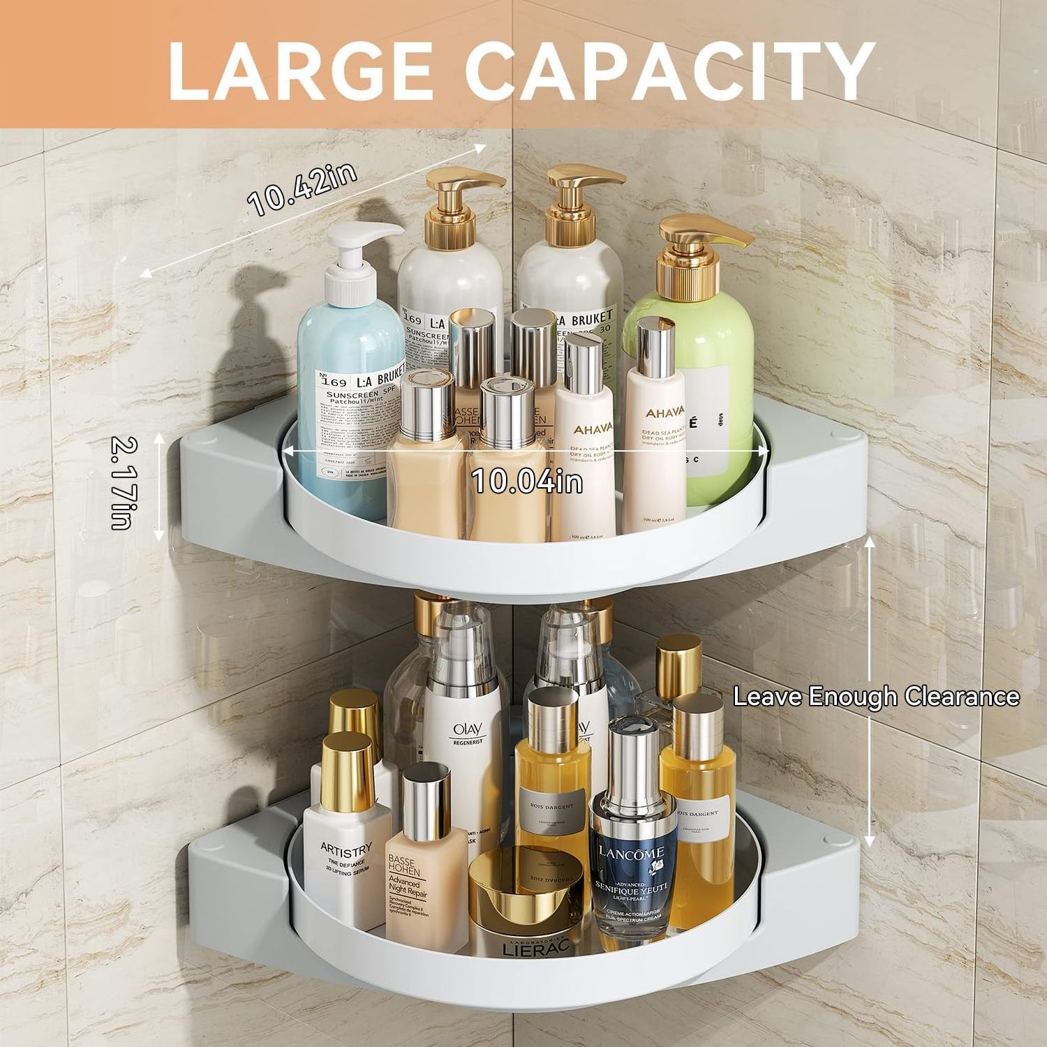 No Drilling Corner Storage Rack Organize Wall Mounted Bathroom 360 Degree Rotating Shelf