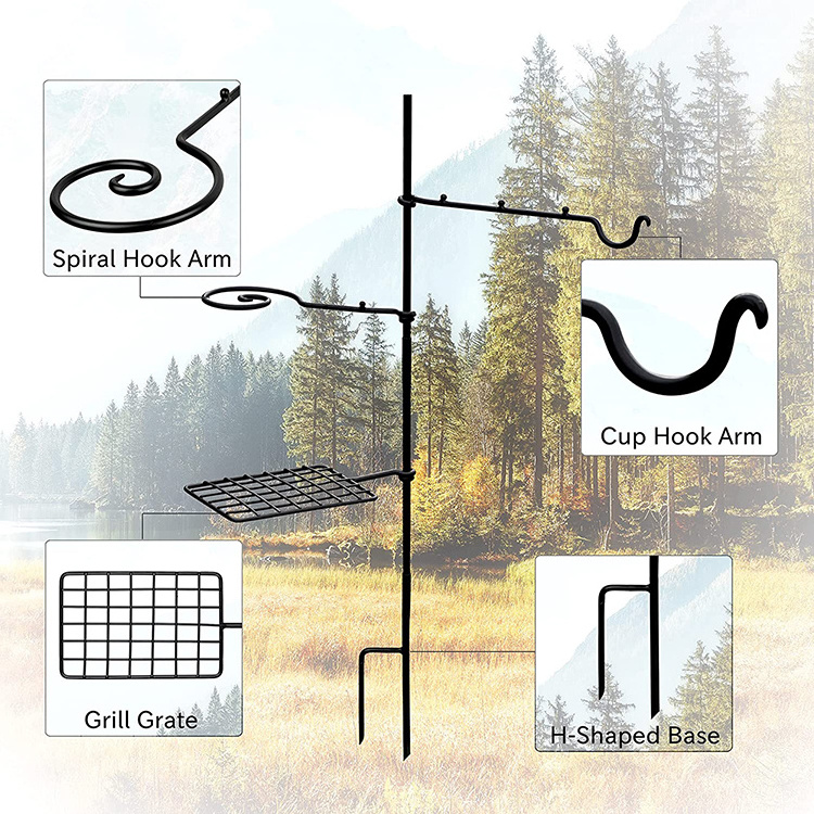 Campfire Grill Grate Stand for Outdoor Over Fire BBQ Portable Packable Swivel Campfire Grill Grate