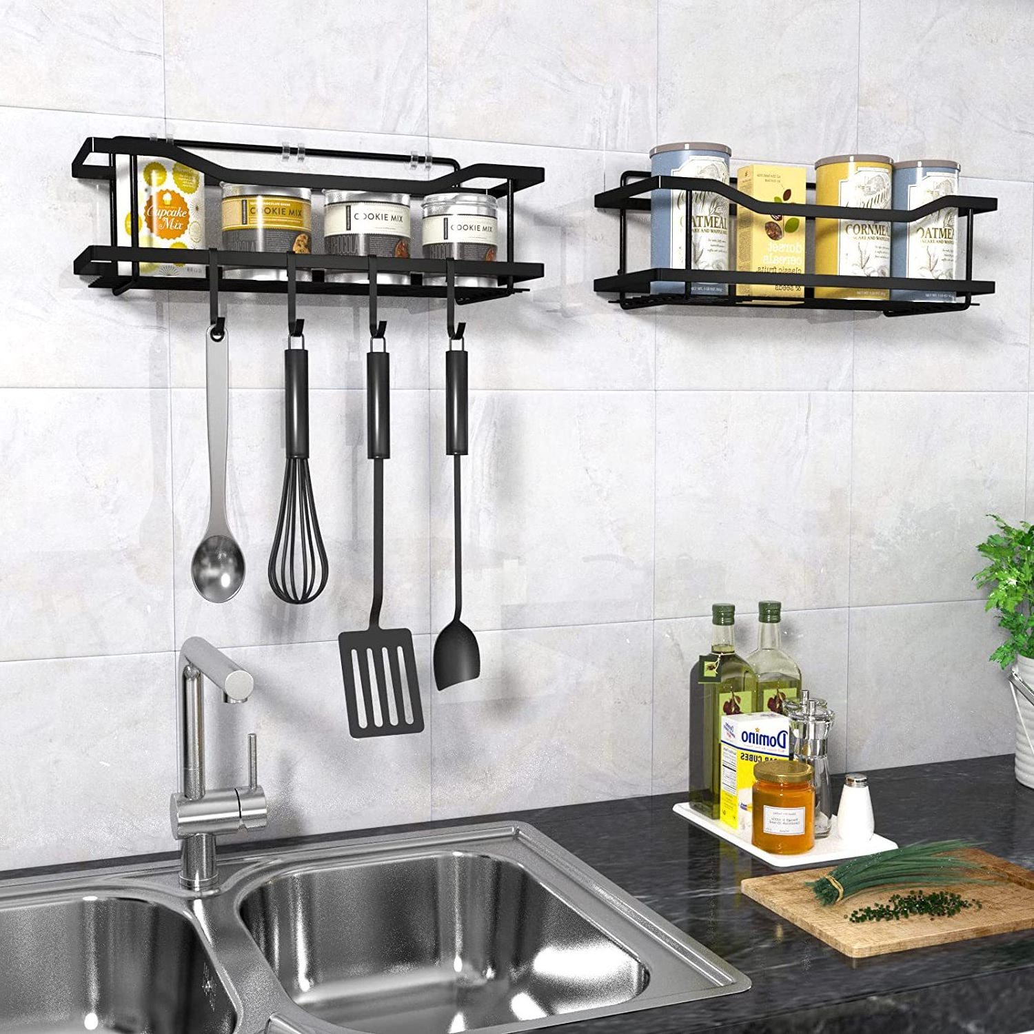 Metal Mesh Shower Caddy Organizer Large Capacity Bathroom No Drilling Rack Storage with Self Adhesive Shelves for Inside Shower